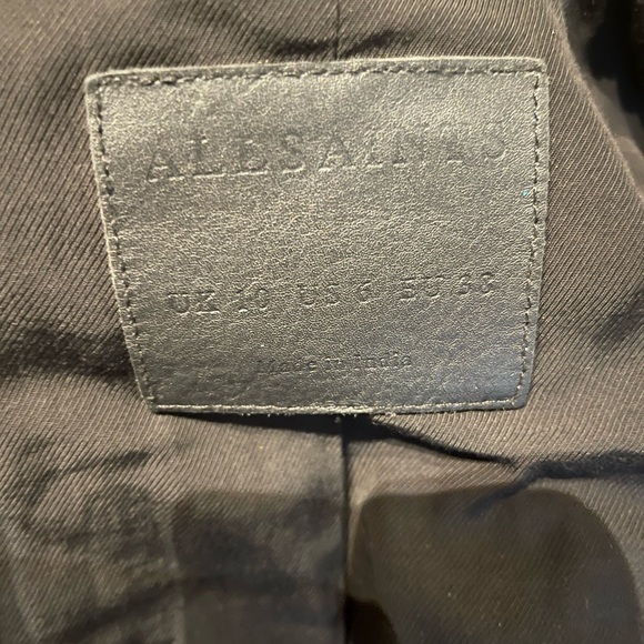 All Saints Black Leather Jacket, size 6 - Picture 8 of 8